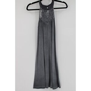 Mudd Dress Womens Small Gray Sleeveless Lace Yoke‎ Tank Flowy Casual Soft Summer